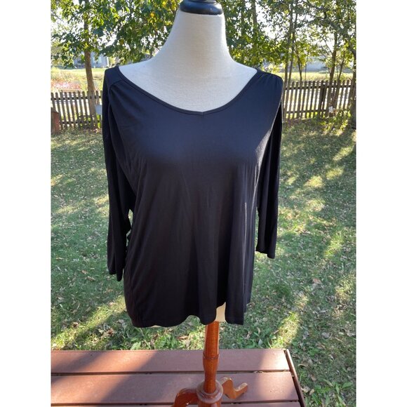 Old Navy Womens Black Rayon XL Long Sleeve Tunic Top Light Goth - Picture 1 of 9
